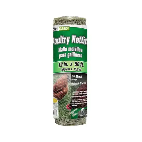 Galvanized Poultry Netting, 1-In. Mesh, 12-In. x 50-Ft. Galvanized Poultry Netting, 1-In. Mesh, 12-In. x 50-Ft.