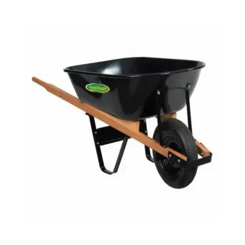 Wheelbarrow, Medium-Duty 22-Gauge Steel, Wood Handles, 5-Cu. Ft. Wheelbarrow, Medium-Duty 22-Gauge Steel, Wood Handles, 5-Cu. Ft.