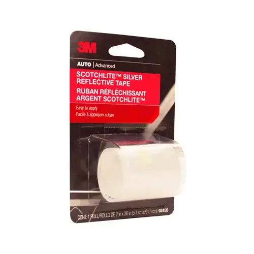 Reflective Safety Tape, 36 in L, 2 in W, Silver Reflective Safety Tape, 36 in L, 2 in W, Silver