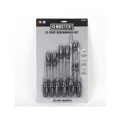 12-Piece Mixed Flathead and Phillips Screwdriver Set 12-Piece Mixed Flathead and Phillips Screwdriver Set