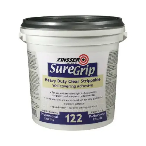 SureGrip 122 Heavy-Duty Wallcovering Adhesive, Strippable, Clear, Gallon SureGrip 122 Heavy-Duty Wallcovering Adhesive, Strippable, Clear, Gallon