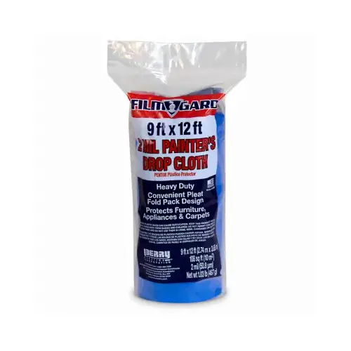 Plastic Drop Cloth, Blue, 2-Mil, 9 x 12-Ft.