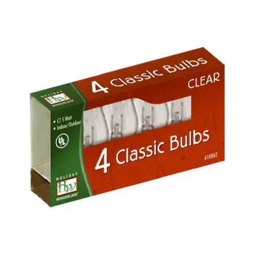 Christmas Lights Replacement Bulb, C7, Clear - pack of 4 Christmas Lights Replacement Bulb, C7, Clear - pack of 4