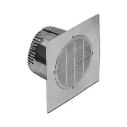 Bathroom Fan Eave Vent With Neck, Aluminum, 6-In. Square x 4-In. Collar Bathroom Fan Eave Vent With Neck, Aluminum, 6-In. Square x 4-In. Collar