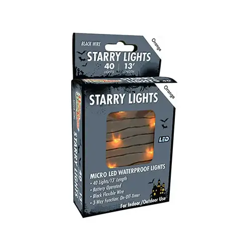 Halloween LED Micro 40-Light Set, Orange, Black Wire, Battery Operated Halloween LED Micro 40-Light Set, Orange, Black Wire, Battery Operated