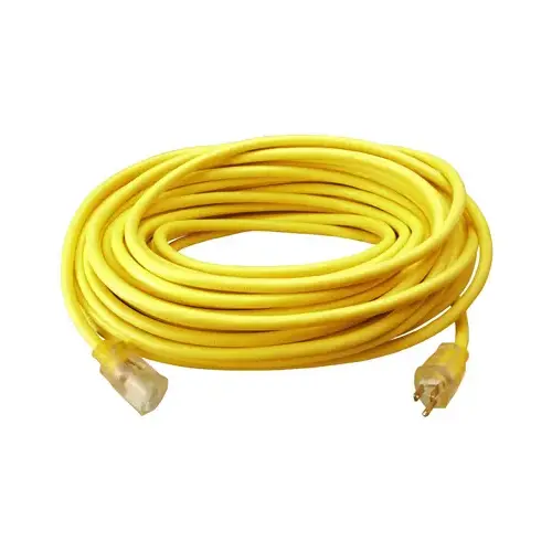 Extension Cord, 12/3 SJTW-A, Yellow Round Vinyl, Lighted End, 100-Ft. Extension Cord, 12/3 SJTW-A, Yellow Round Vinyl, Lighted End, 100-Ft.