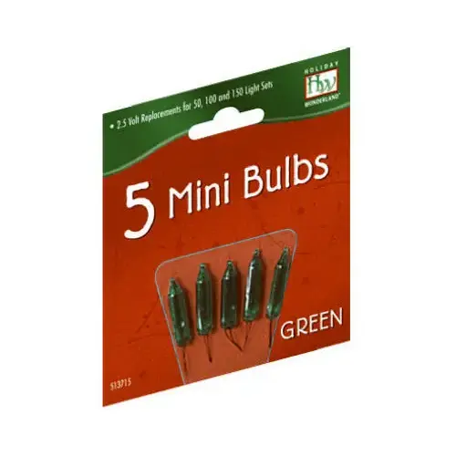 Christmas Lights Replacement Bulb, For 50, 100 & 150-Light Sets, Green, 2.5-Volt Christmas Lights Replacement Bulb, For 50, 100 & 150-Light Sets, Green, 2.5-Volt