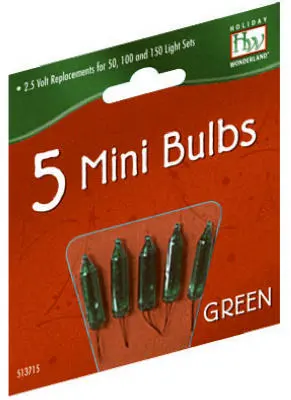 Holiday Wonderland Christmas Lights Replacement Bulb For 50 100  150Light Sets Green 25Volt 1115788