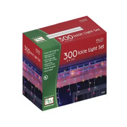 Christmas Icicle Lights Set, Multi-Color, 300-Ct. Christmas Icicle Lights Set, Multi-Color, 300-Ct.