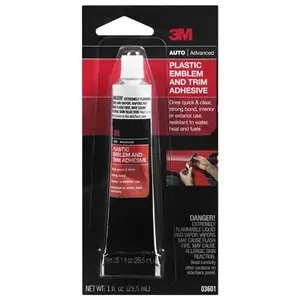 3M 03601 1-Component Plastic Emblem and Trim Adhesive, 1 oz Tube, Paste, Clear, 24 hr Curing