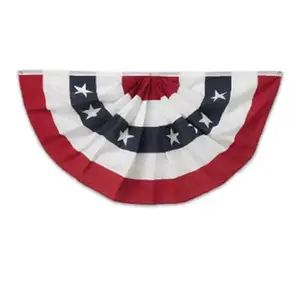 ANNIN FLAGMAKERS 483200R U.S. Fan Flag Bunting, Pleated Polycotton, 3 x 6-Ft.