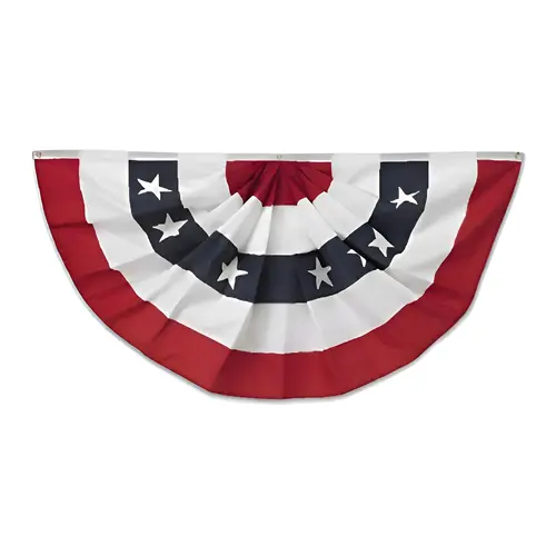 U.S. Fan Flag Bunting, Pleated Polycotton, 3 x 6-Ft.