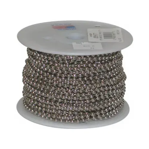 Nickel-Plated Steel Beaded Chain, #6, 100-Ft. Nickel-Plated Steel Beaded Chain, #6, 100-Ft.