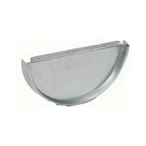 Gutter End Cap, Half Round, Galvanized, 5-In. Gray