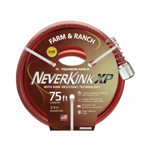 Neverkink Xtreme Performance Farm and Ranch Hose, 3/4-In. x 75-Ft. Red