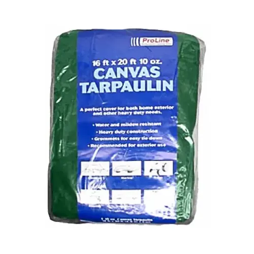 Canvas Tarp, Hunter Green, 16 x 20-Ft.