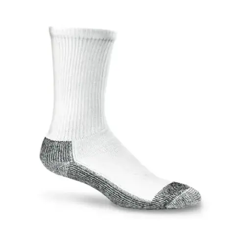 Work Socks, Double Cushioned, White & Black, Men's Medium