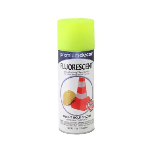 Premium Decor Fluorescent Spray Paint, Bright Yellow, 11-oz.
