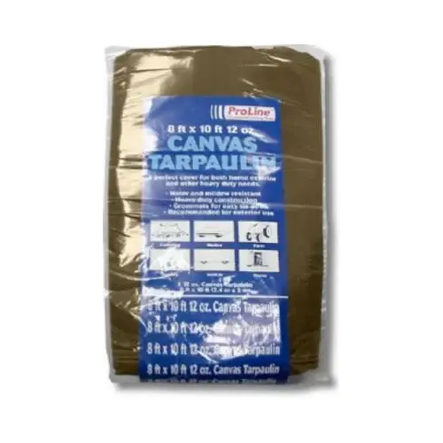 Canvas Tarp, Tan/Brown, 8 x 10-Ft., 12-oz.