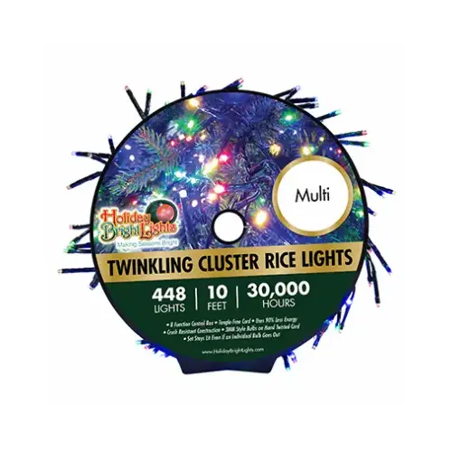 Cluster Light Set, 448-Lamp, LED Rice Lamp, 30,000 hrs Average Life, 10 ft L Cluster Light Set, 448-Lamp, LED Rice Lamp, 30,000 hrs Average Life, 10 ft L