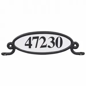 Solar Group MBPLAQ0BAM Reflective Address Number Plaque, Black Plastic