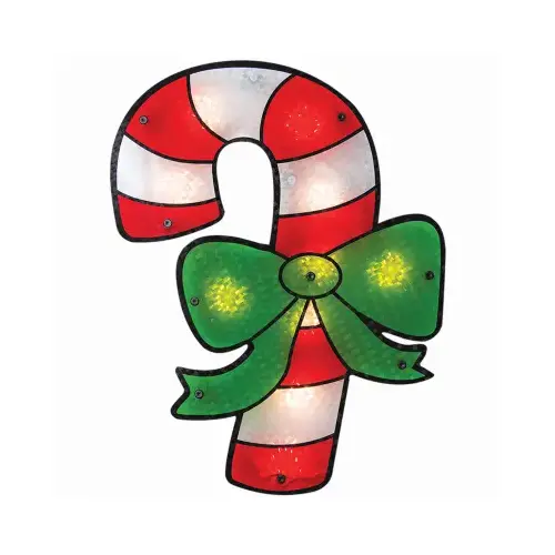 Christmas Candy Cane Lighted Shimmer Ornament, 10 Bulbs, 24-In. Christmas Candy Cane Lighted Shimmer Ornament, 10 Bulbs, 24-In.