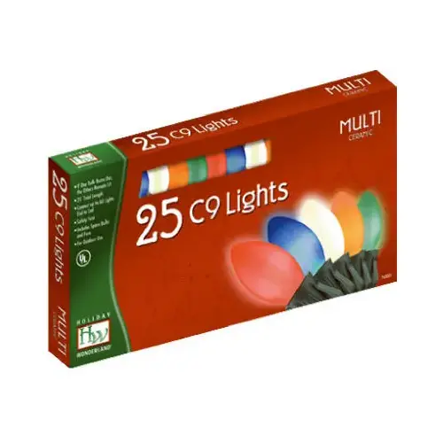 Christmas 25-Light Set, Multi-Color C9 Ceramic, 25-Ct. Christmas 25-Light Set, Multi-Color C9 Ceramic, 25-Ct.