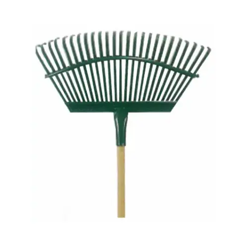 19-Inch Flex Steel Head Lawn Rake With 48-Inch Wood Handle