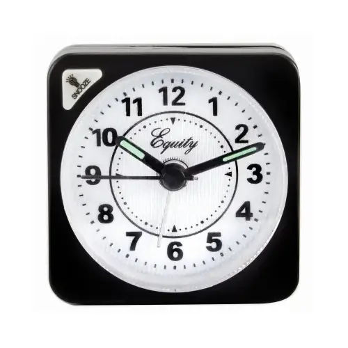 Equity Travel Alarm Clock, Quartz Movement, Black