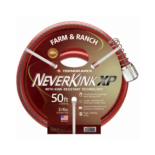 Neverkink Xtreme Performance Farm and Ranch Hose, 3/4-In. x 50-Ft. Red