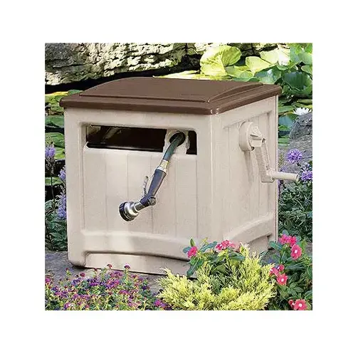 Hose Hideaway, 5/8 in Hose, 225 ft Hose, Crank Handle, Resin Mocha/Taupe Hose Hideaway, 5/8 in Hose, 225 ft Hose, Crank Handle, Resin Mocha/Taupe