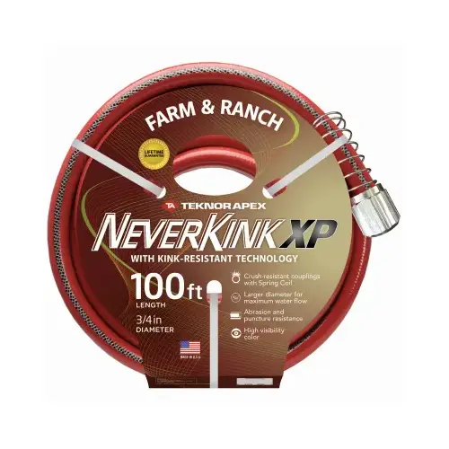 Neverkink Xtreme Performance Farm and Ranch Hose, 3/4-In. x 100-Ft. Red