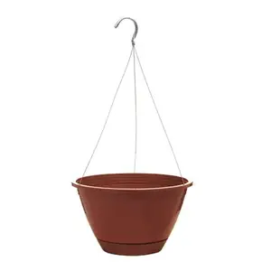 Southern Patio EE1025LT Hanging Basket With Saucer, Light Terra Cotta Plastic, 10-In.