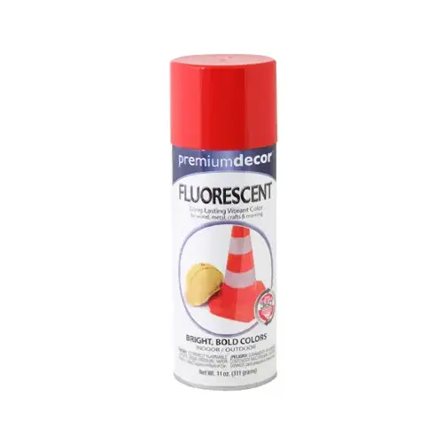 Premium Decor Fluorescent Spray Paint, Hot Red, 11-oz. Premium Decor Fluorescent Spray Paint, Hot Red, 11-oz.