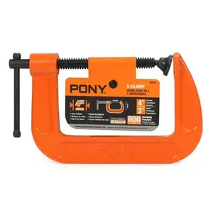 Pony 2640 Classic C-Clamp, 800 lb Clamping, 4 in Max Opening Size, 3 in D Throat, Ductile Iron Body, Orange Body