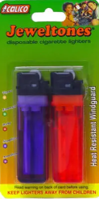 CALICO BRANDS Translucent Disposable Lighters 2-C - 2 per pack x12 packs BT6-2-XCP12