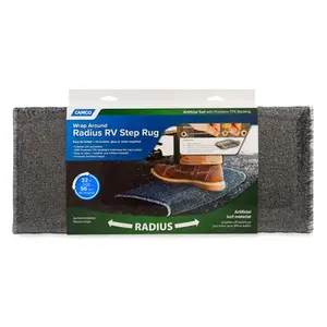 Camco 42950 RV Radius Turf Step Rug, Gray, 22-In.
