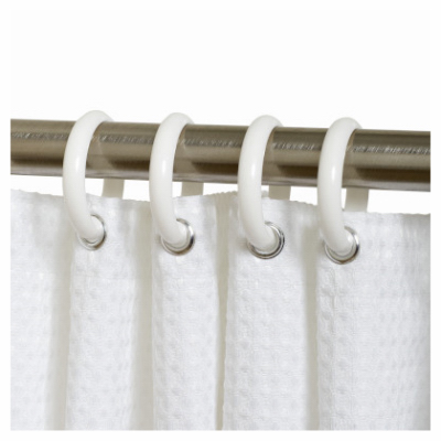 ZENITH/BATHWARE SSR010WW Zenna Home White Plastic Shower Curtain Ring (12 Count)