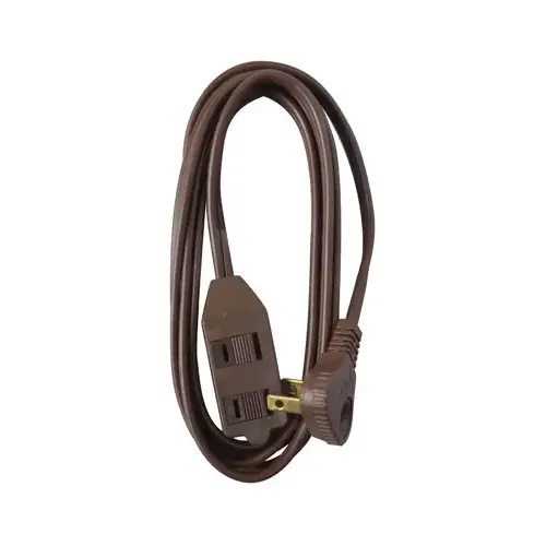 Extension Cord, 16/2 SPT-2 Low Profile Polarized Slender Plug, Brown, 11-Ft.