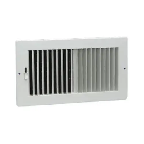 2 Way Sidewall Register, Steel, White, 10 x 4-In. 2 Way Sidewall Register, Steel, White, 10 x 4-In.
