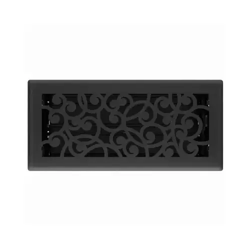 Wonderland 4 In. x 10 In. Black Iron Steel Floor Register Wonderland 4 In. x 10 In. Black Iron Steel Floor Register