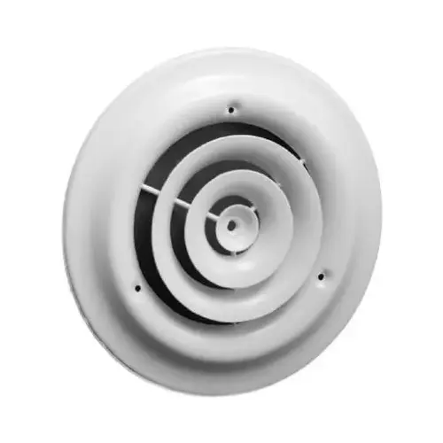 Round Ceiling Diffuser, Steel, White, 6-In.