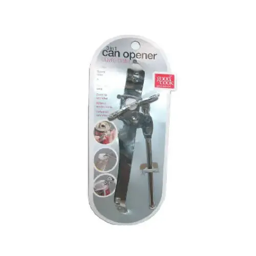 3-Way Can Opener, Triple Chrome Plated Red