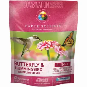 Earth Science 12138-6 Butterfly & Hummingbird Wildflower Mix, Covers 200 Sq. Ft., 2-Lbs.