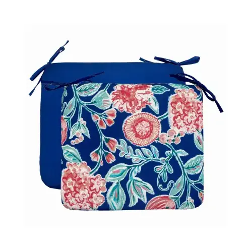 Patio Premiere Seat Cushion, Blue Floral, 18 x 15 x 3.5-In. Patio Premiere Seat Cushion, Blue Floral, 18 x 15 x 3.5-In.