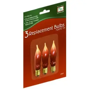 INLITEN LLC-IMPORT 1080-88 Christmas Candle Replacement Bulb, C7, Flame Tip - pack of 3