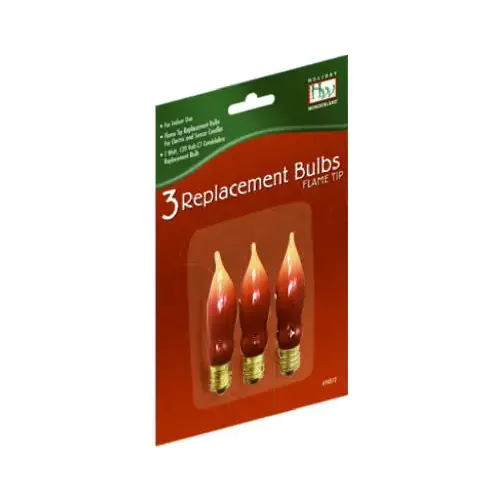 Christmas Candle Replacement Bulb, C7, Flame Tip - pack of 3