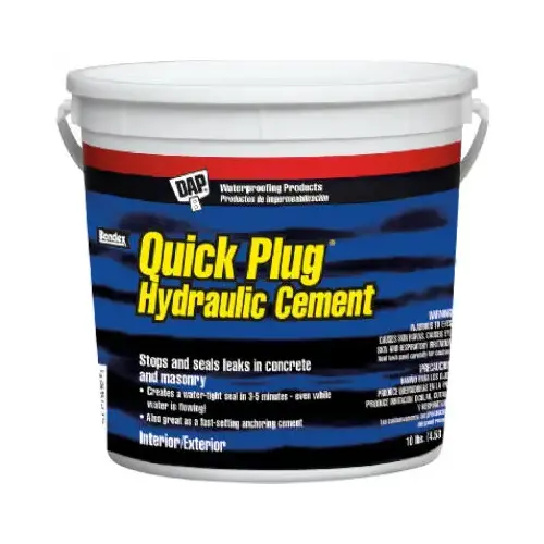 Quick Plug Hydraulic and Anchoring Cement, Powder, Gray, 28 days Curing, 10 lb Pail Quick Plug Hydraulic and Anchoring Cement, Powder, Gray, 28 days Curing, 10 lb Pail