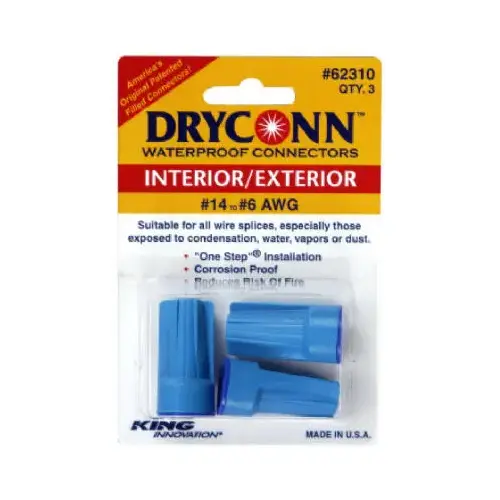 Wire Connector, Waterproof, Safety Sealed, 600-1000V, Aqua Blue/Red - pack of 3 Wire Connector, Waterproof, Safety Sealed, 600-1000V, Aqua Blue/Red - pack of 3