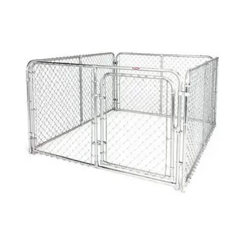 Silver Dog Kennel, 6 ft OAL, 8 ft OAW, 4 ft OAH, Steel, Galvanized